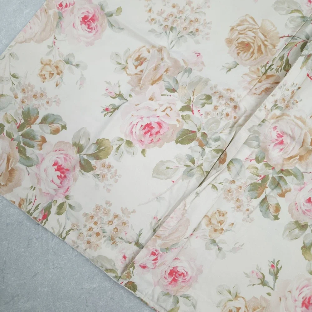 VTG Ralph Lauren Standard Sham Sateen Floral Flange Shabby Romantic Cottage 2pcs